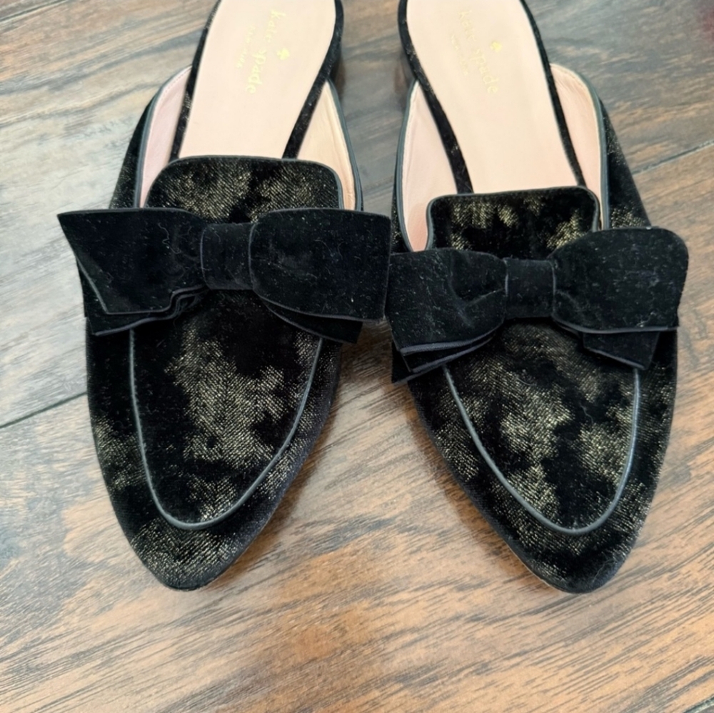 Kate Spade Carnegie Metallic Jacquard Bow Flats